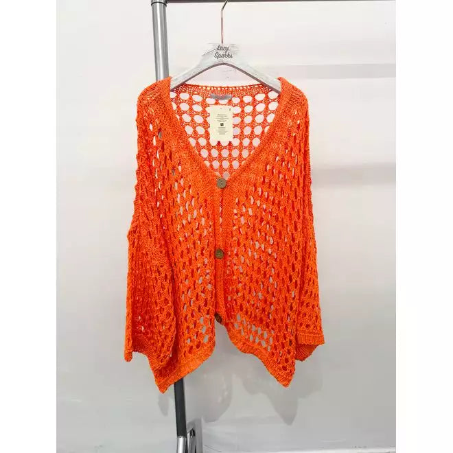 Olympia Open Knit Cardigan Orange