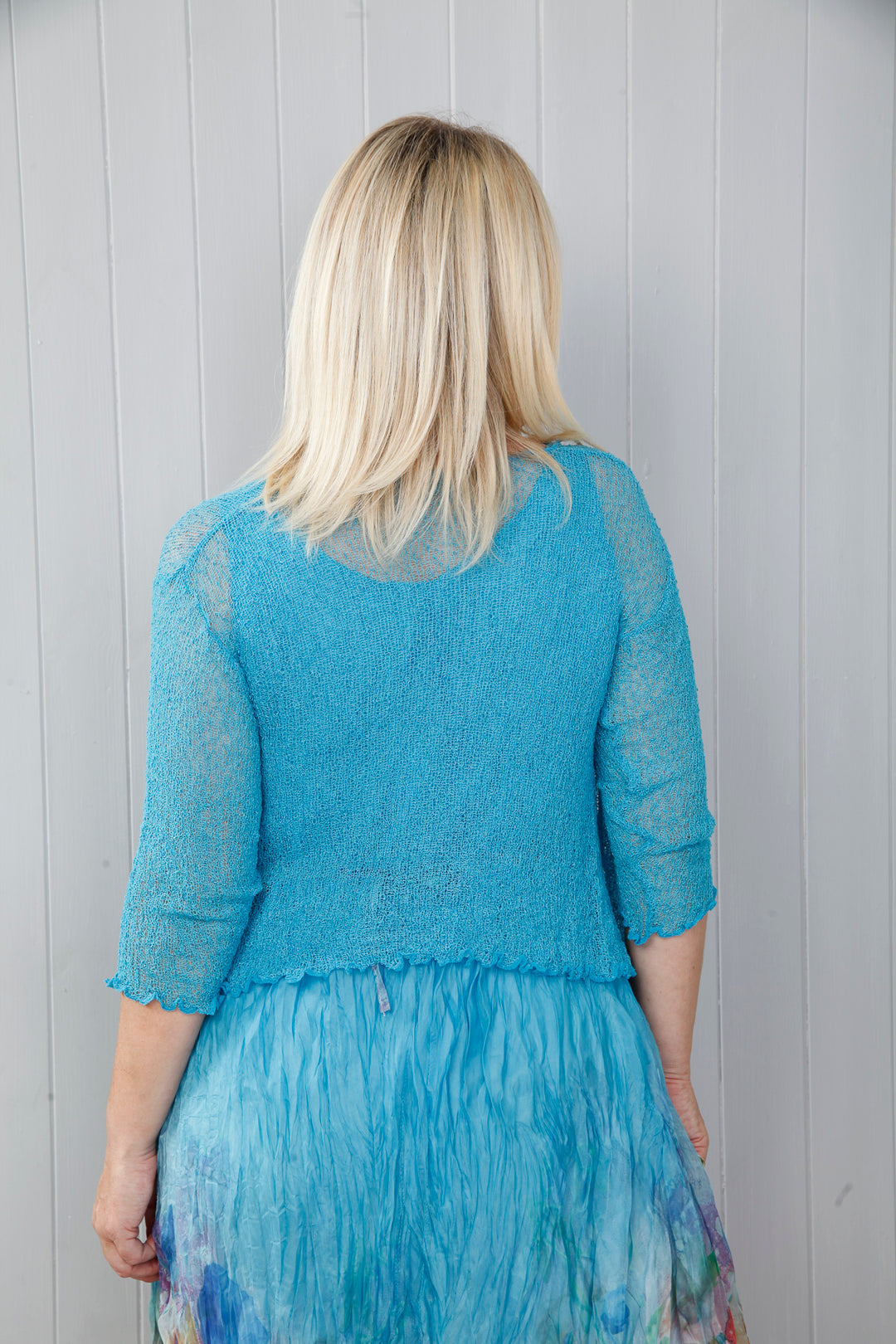 Simone Fine Knit Shrug Turquoise