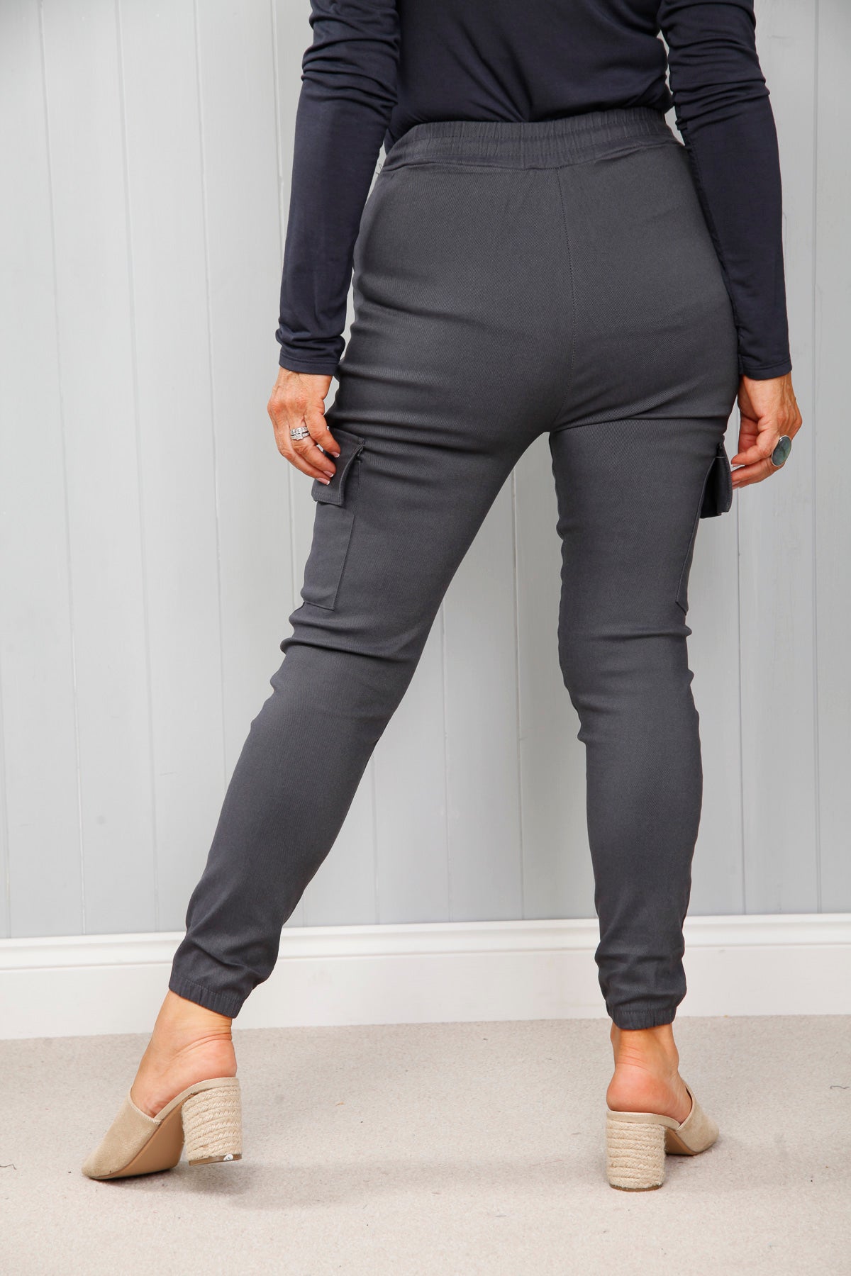 Full Length Stretch Trousers in Black - Roman Originals UK