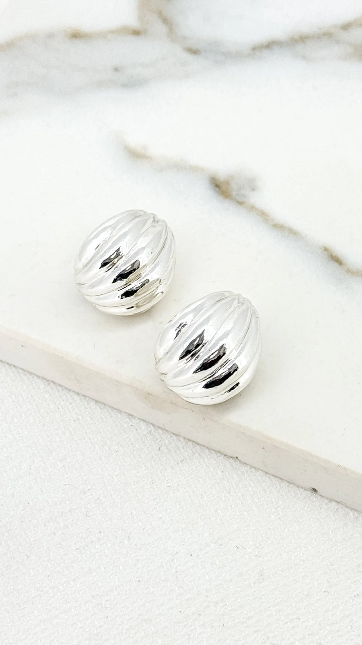 Shell Silver Teardrop Earrings