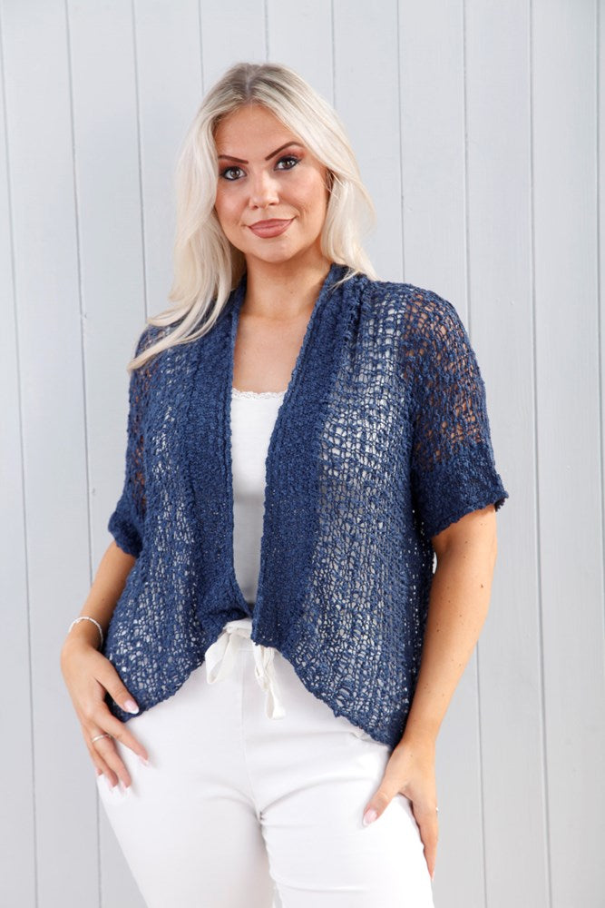 Pippa Popcorn Cardi Denim Blue