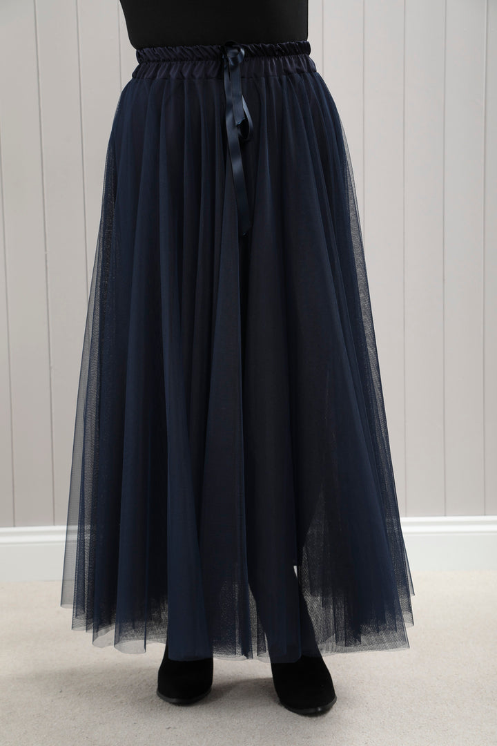 Tulle A-Line Skirt Navy