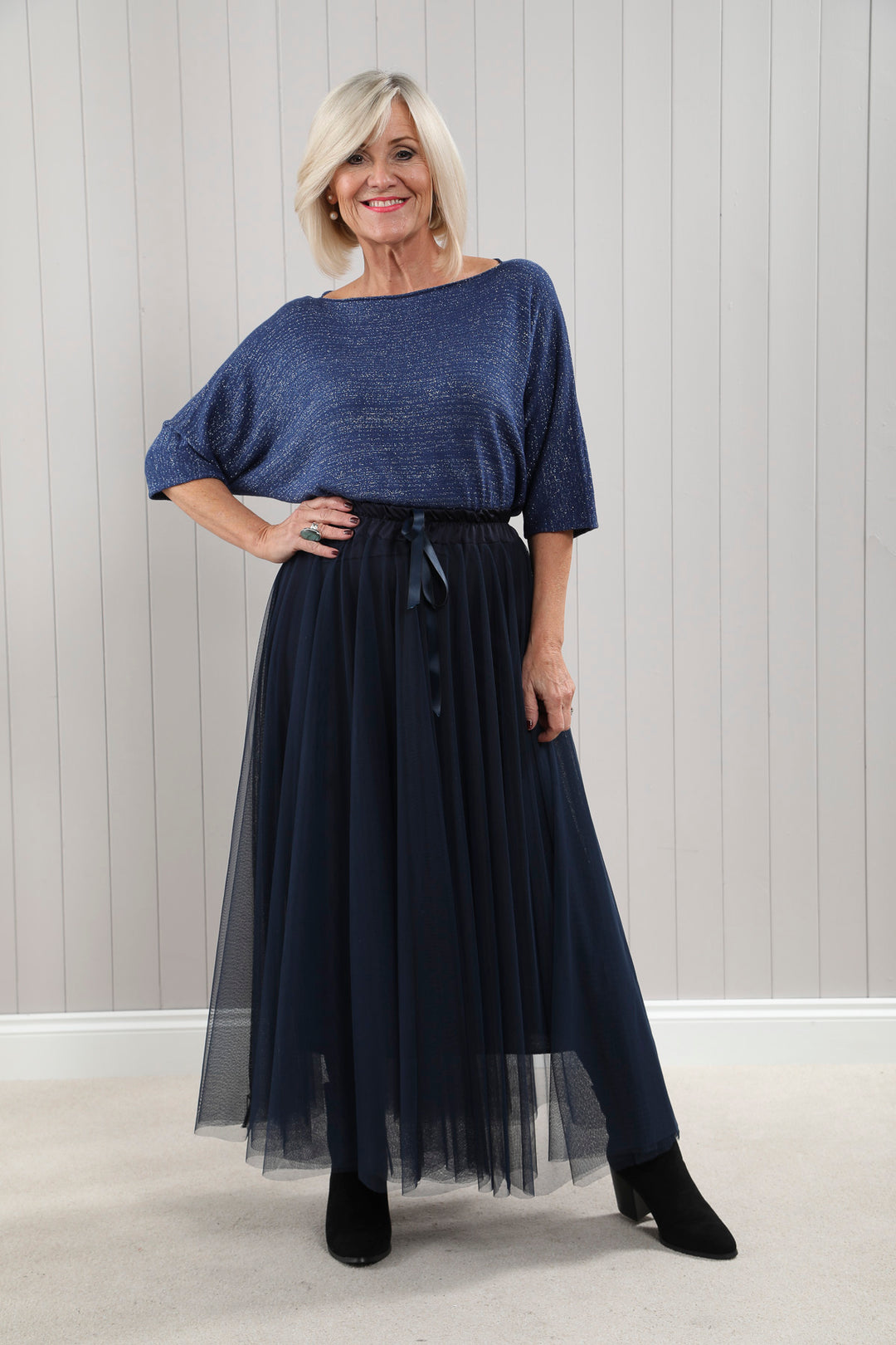 Tulle A-Line Skirt Navy