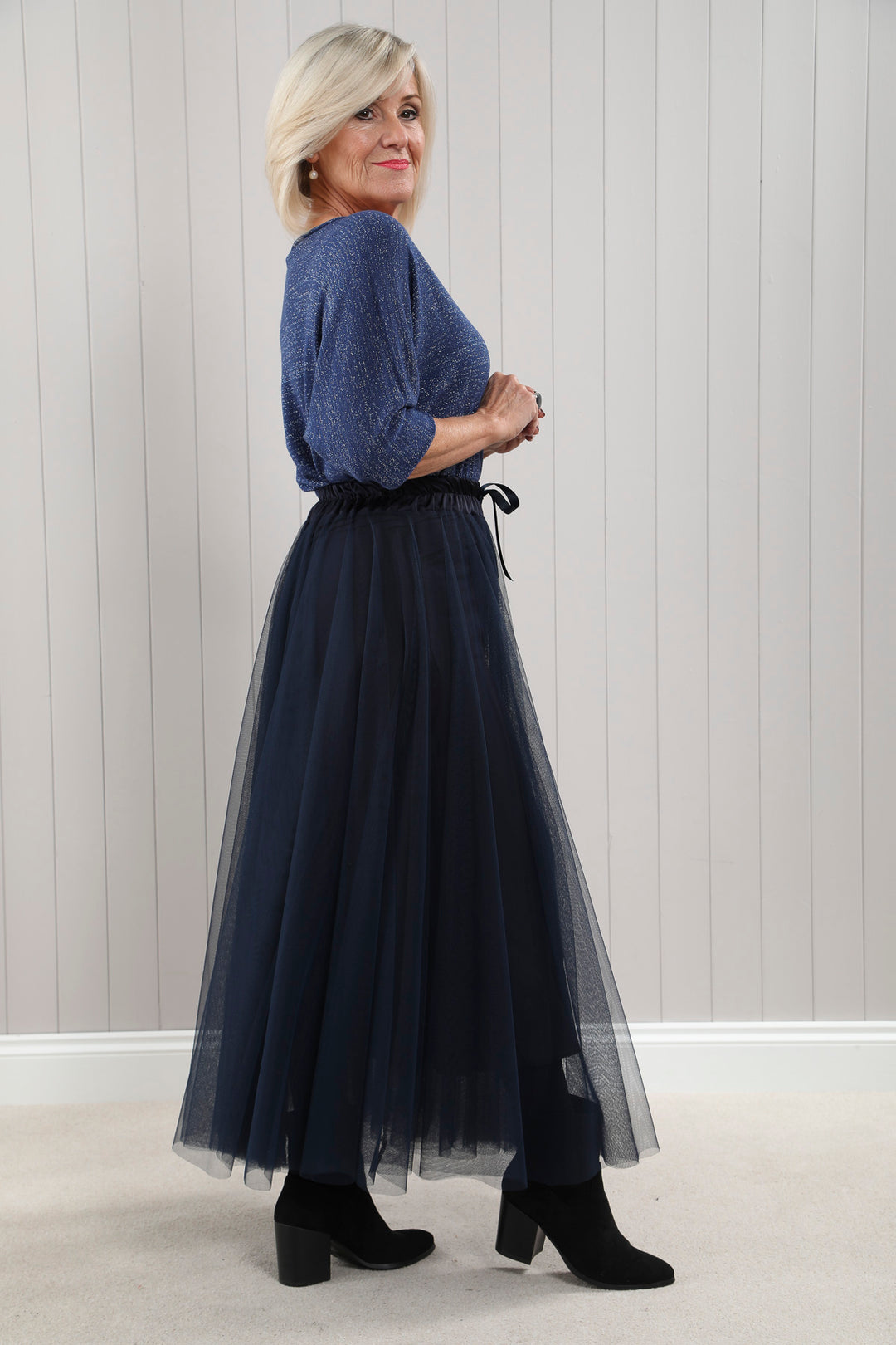 Tulle A-Line Skirt Navy