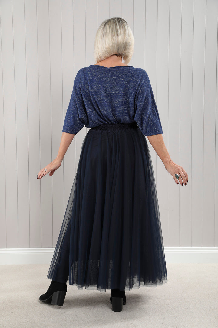 Tulle A-Line Skirt Navy