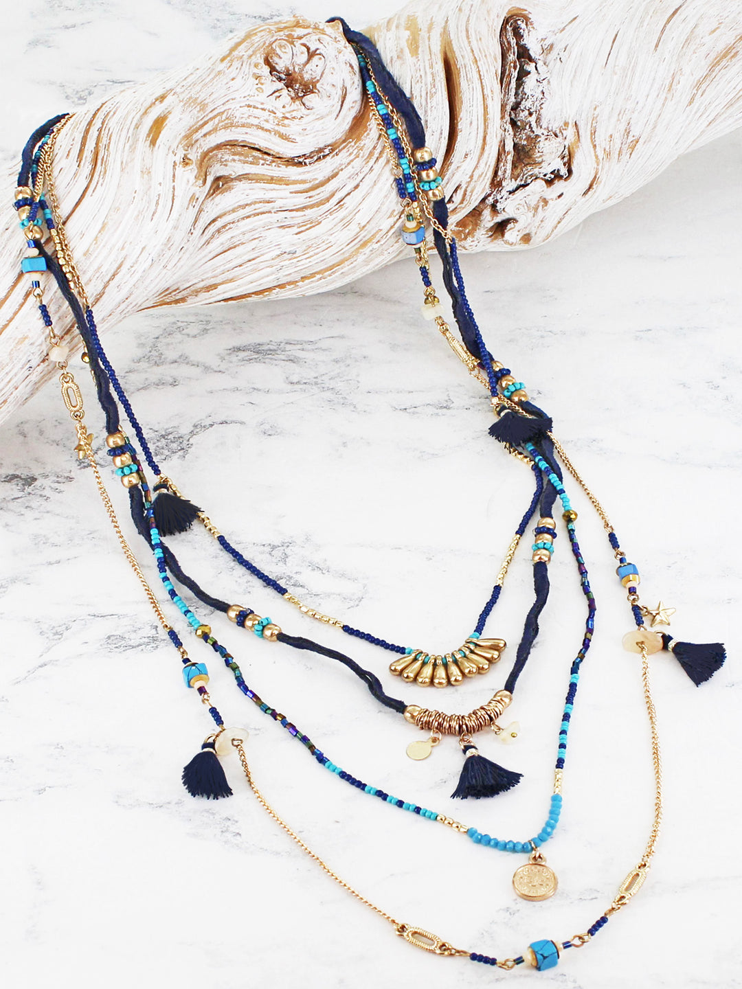 Zola 4 Strand Necklace Blue