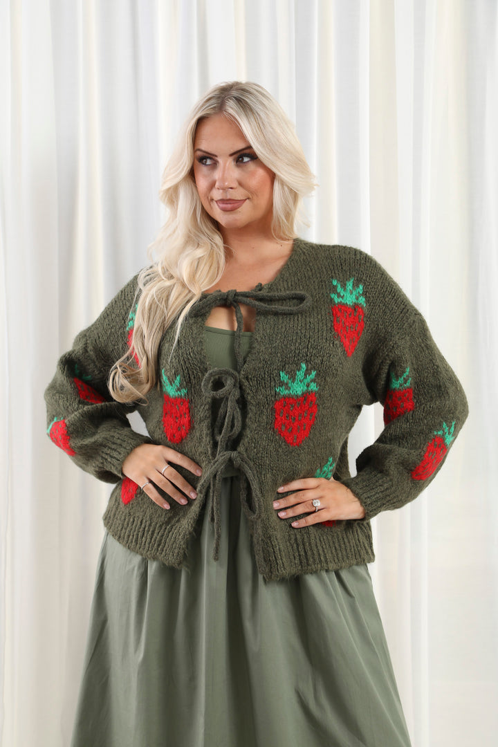 Strawberry Cardigan Khaki