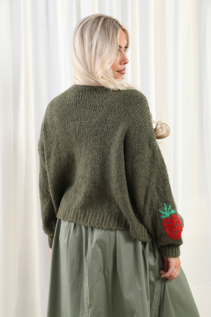 Strawberry Cardigan Khaki