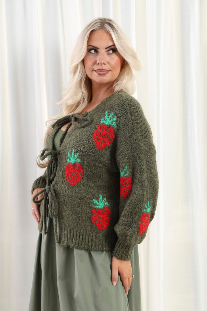 Strawberry Cardigan Khaki