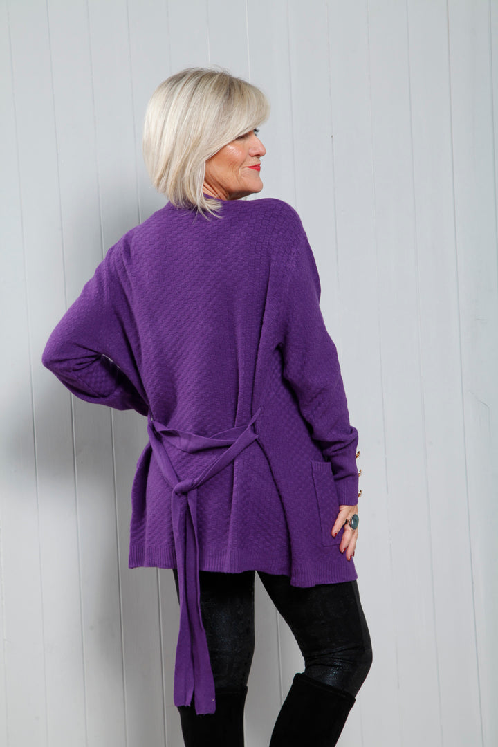 Golden Pearl Cardigan Plum