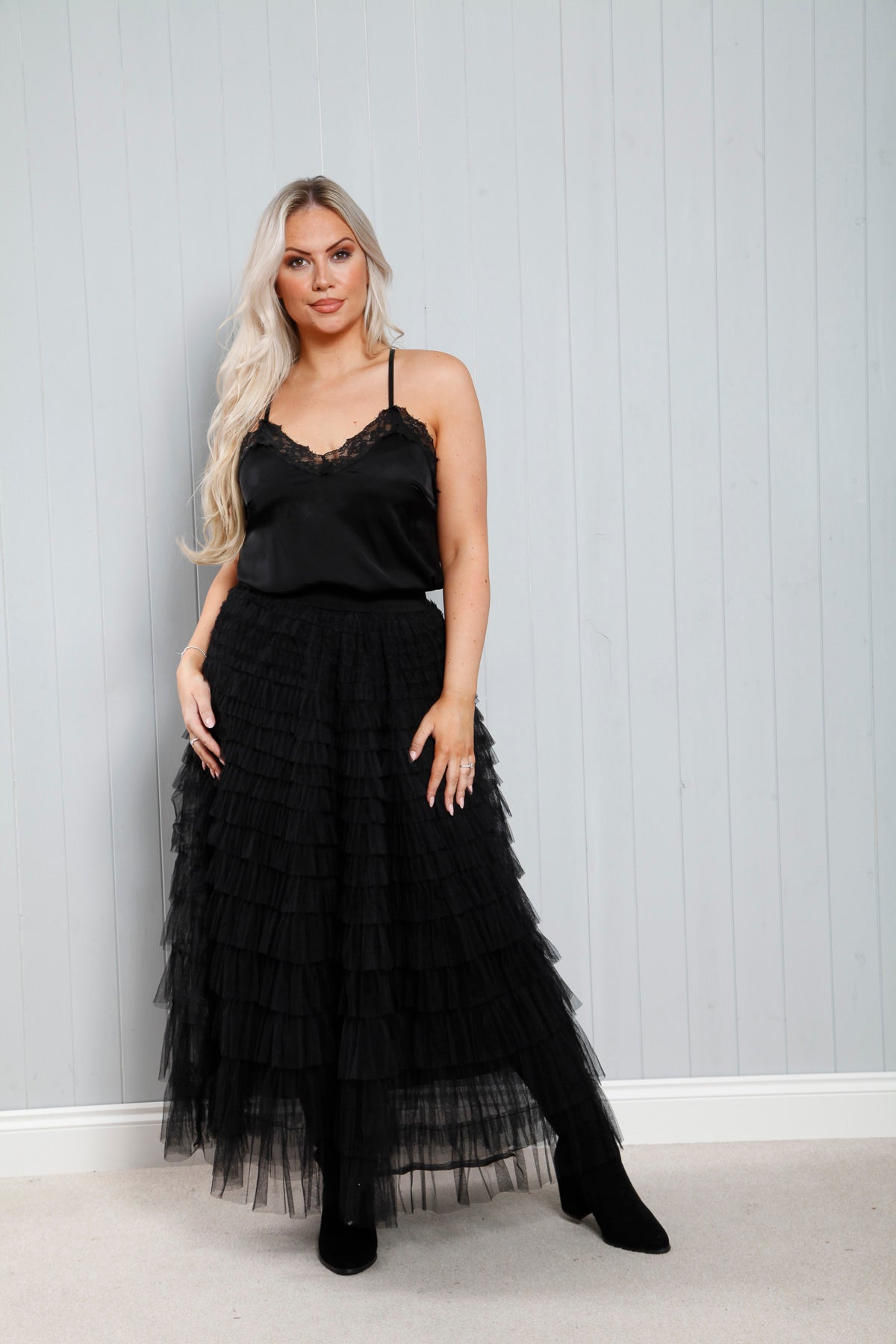 Seraphina Ruffle Skirt Black Goose Island