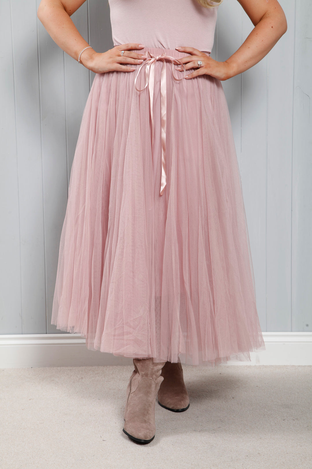 Tulle A-Line Skirt Dusky Pink