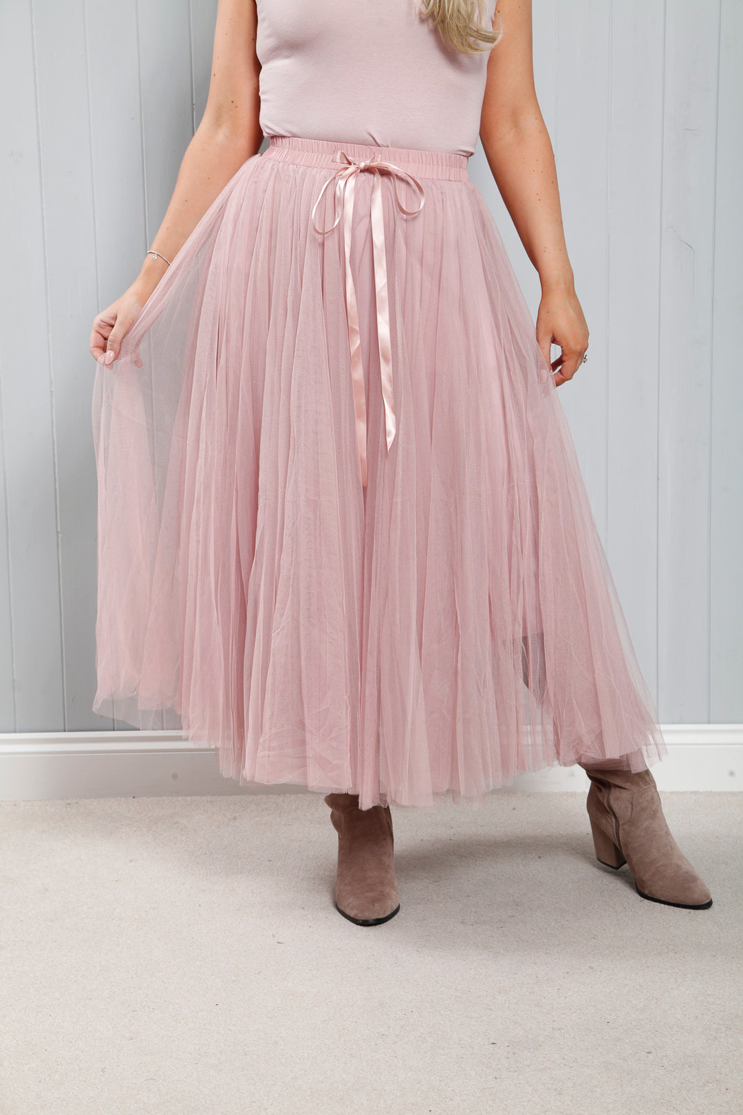 Tulle A-Line Skirt Dusky Pink