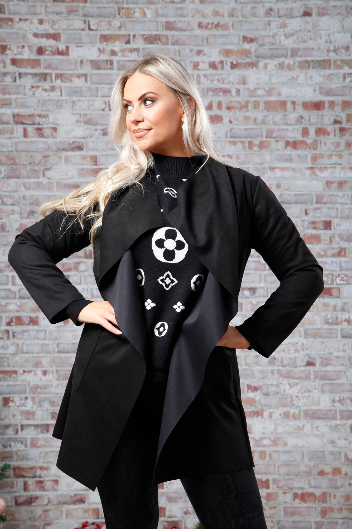 Black long outlet waterfall jacket