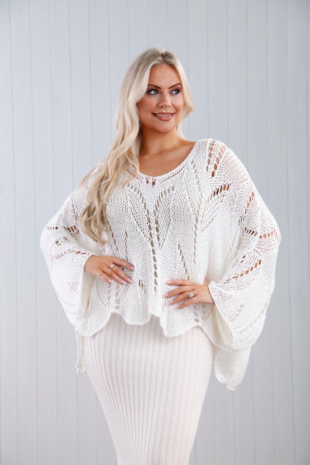 Eva Open Knit Top Cream