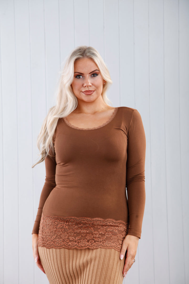 Lace Bottom Sleeved Top