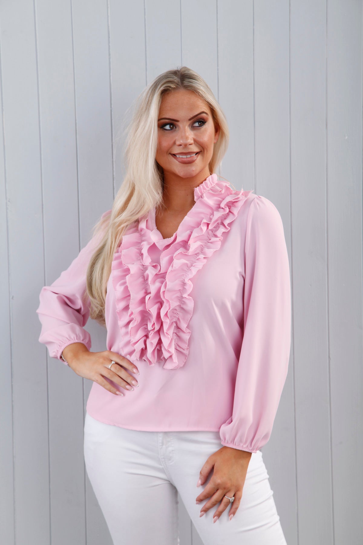 Megan Ruffle Blouse Pink SECONDS