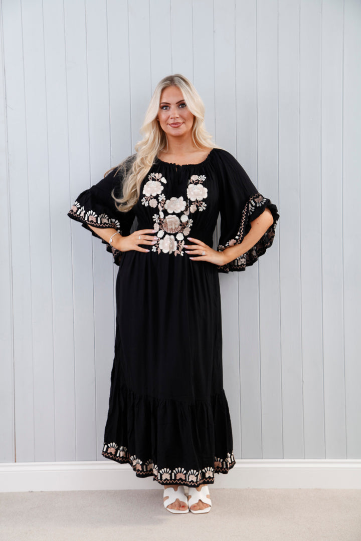 Samira Embroidered Dress Black