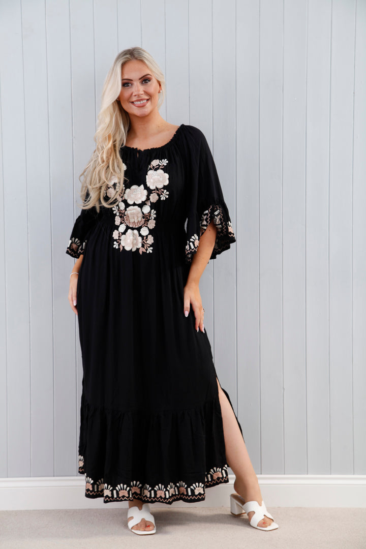 Samira Embroidered Dress Black