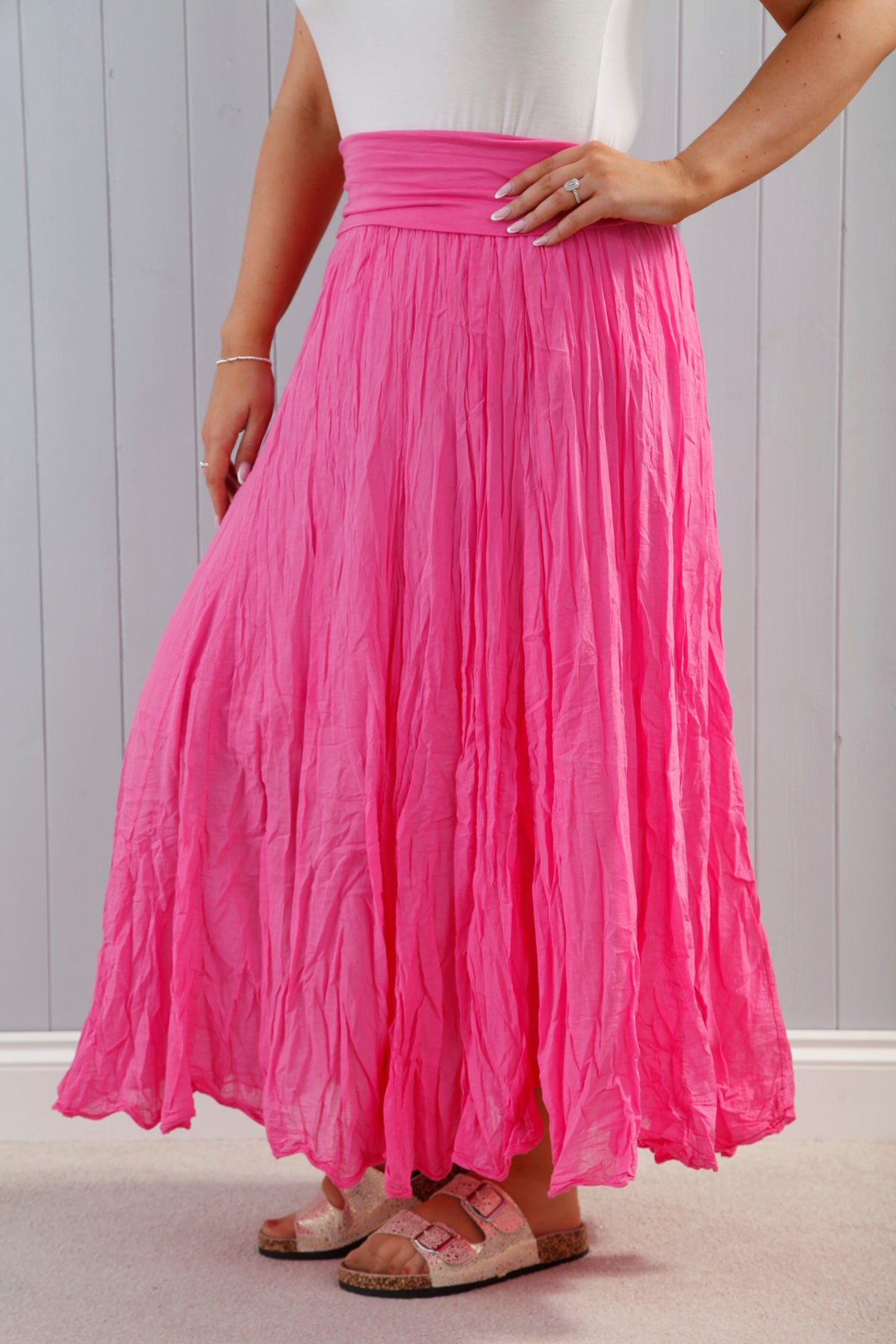 Pleated maxi skirt fuchsia best sale