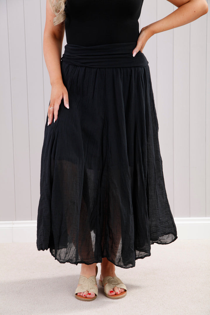 Crinkle Skirt Black