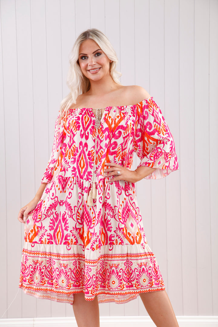 Vibrant Tribal Print Tunic Dress