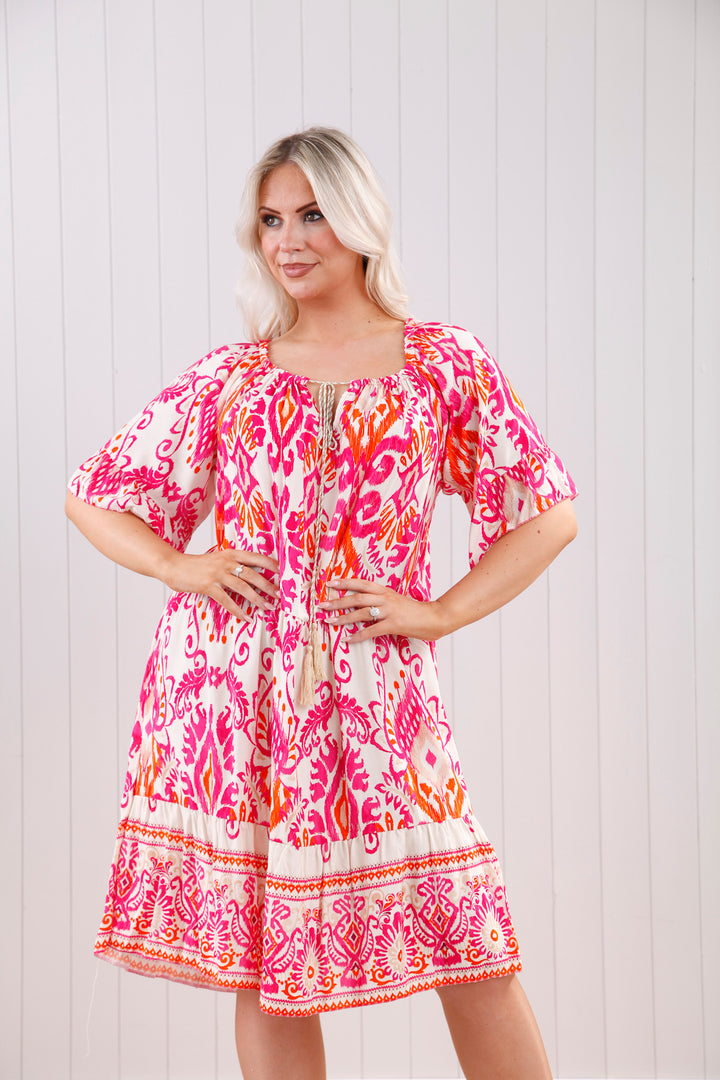 Vibrant Tribal Print Tunic Dress