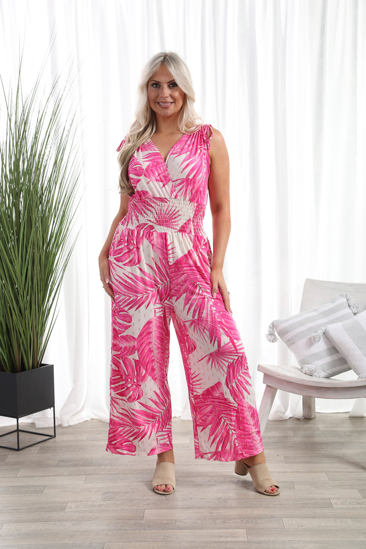 Lola Leaf Jumpsuit Pink