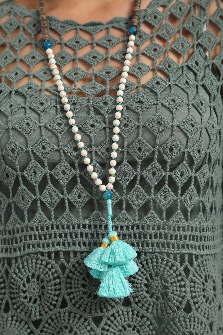 Leila Tassel Necklace Baby Blue