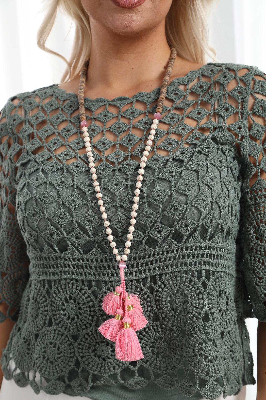 Leila Tassel Necklace Pink