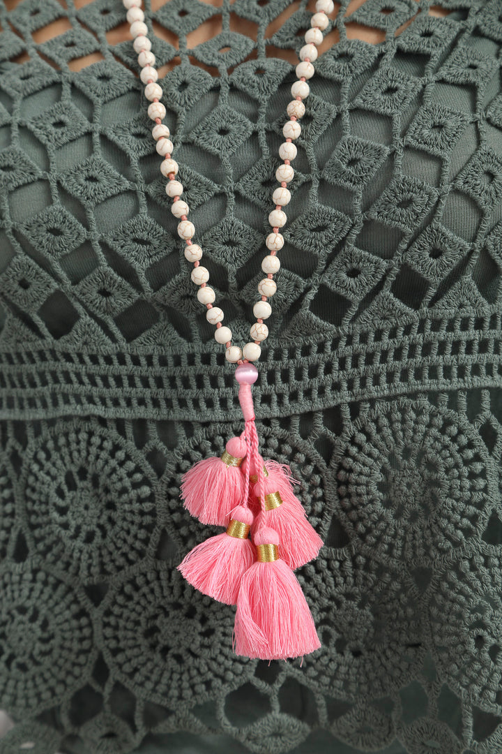 Leila Tassel Necklace Pink