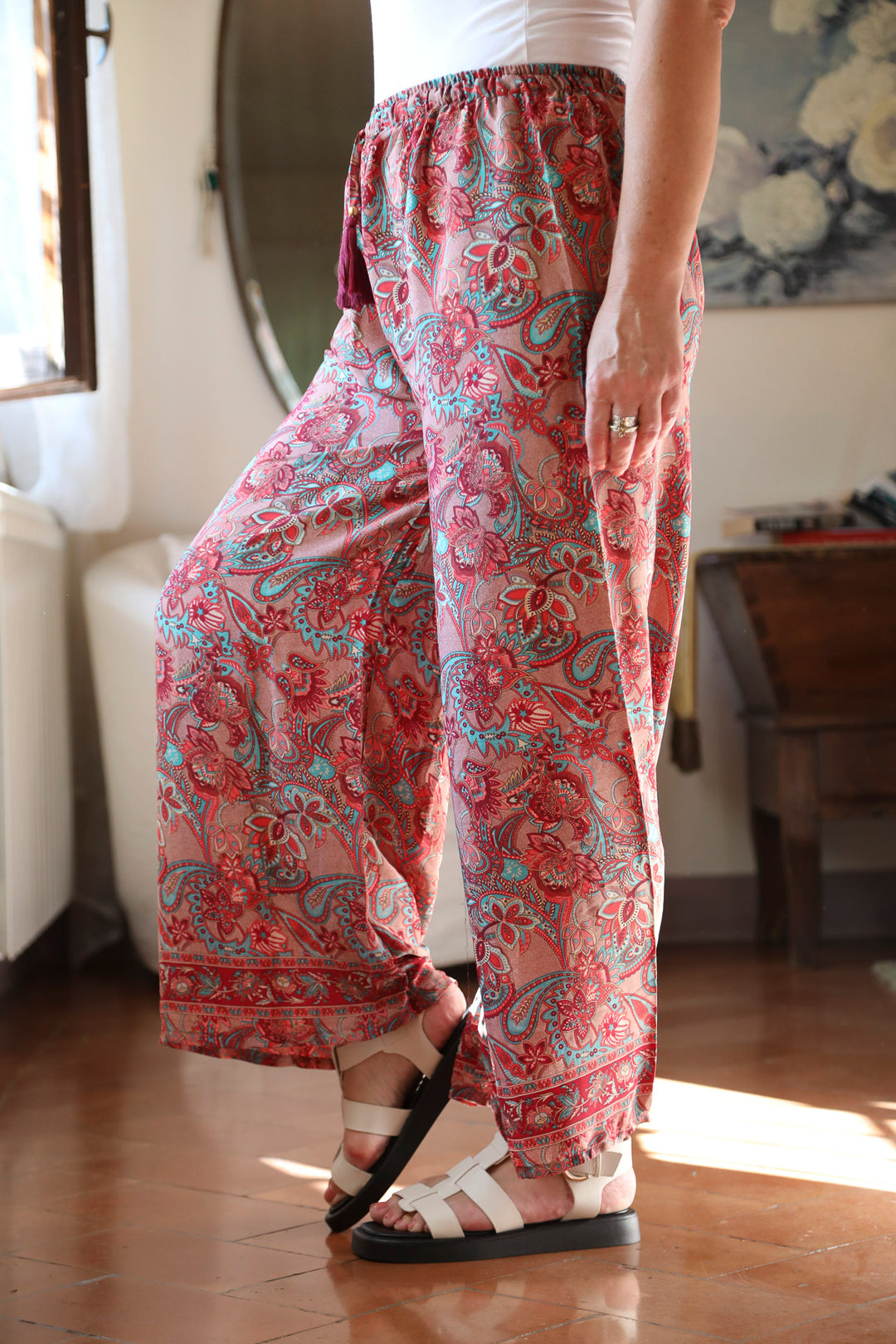 Bonita Boho Trousers Cherry