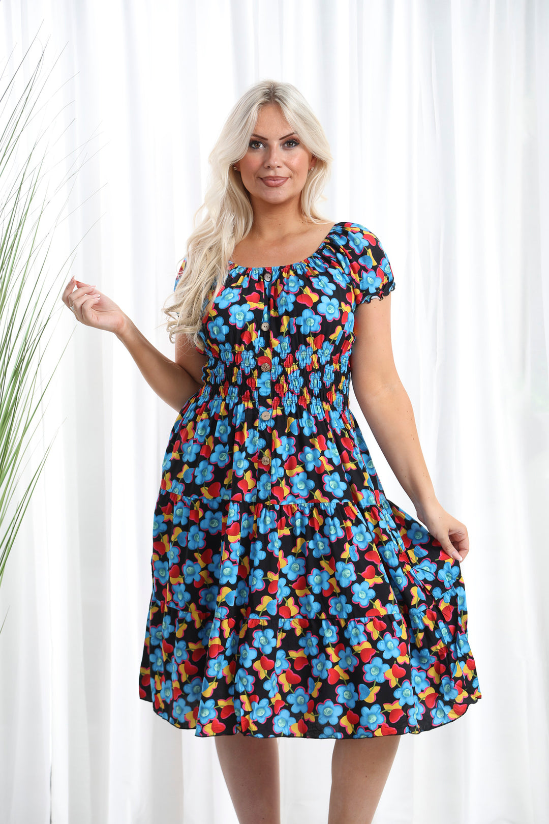 Ffion floral dress Black