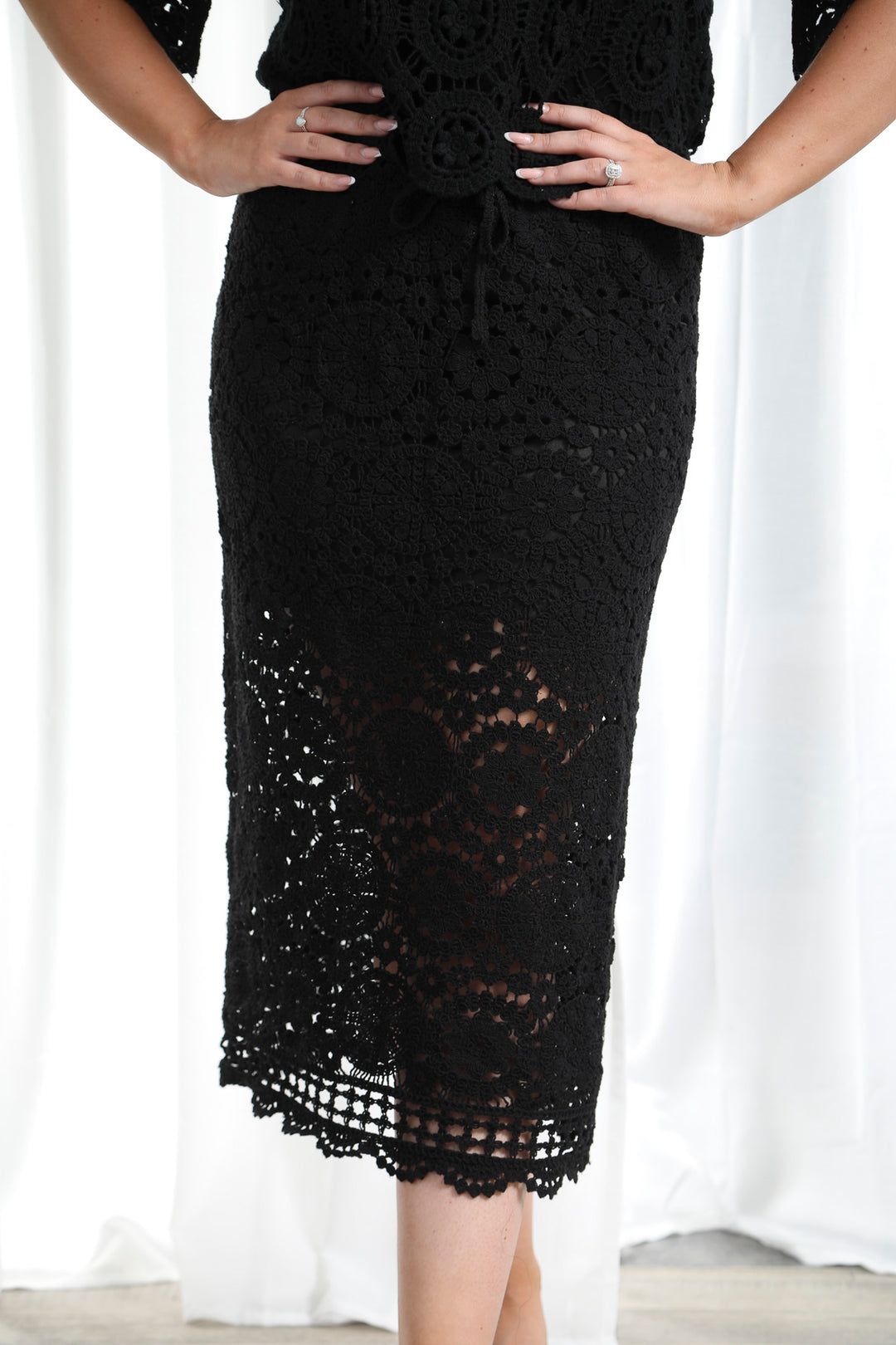 Havana Crochet Skirt Black