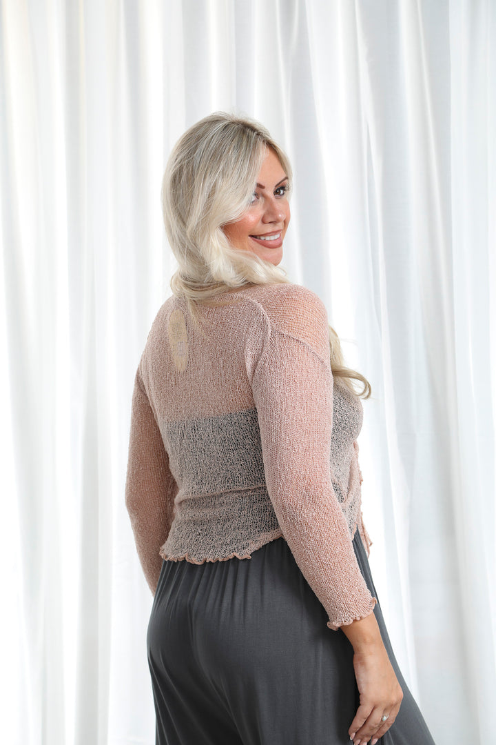 Simone Cobweb Shrug Blush