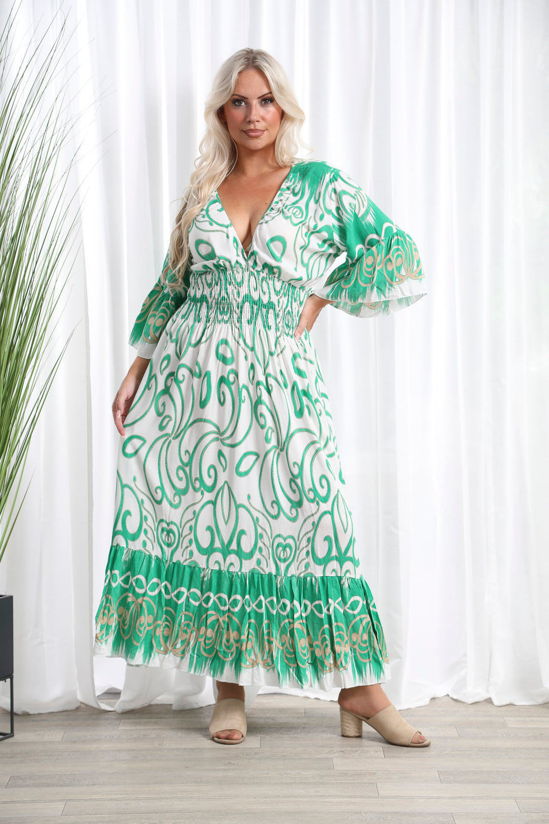 Sakina Swirl Dress Emerald