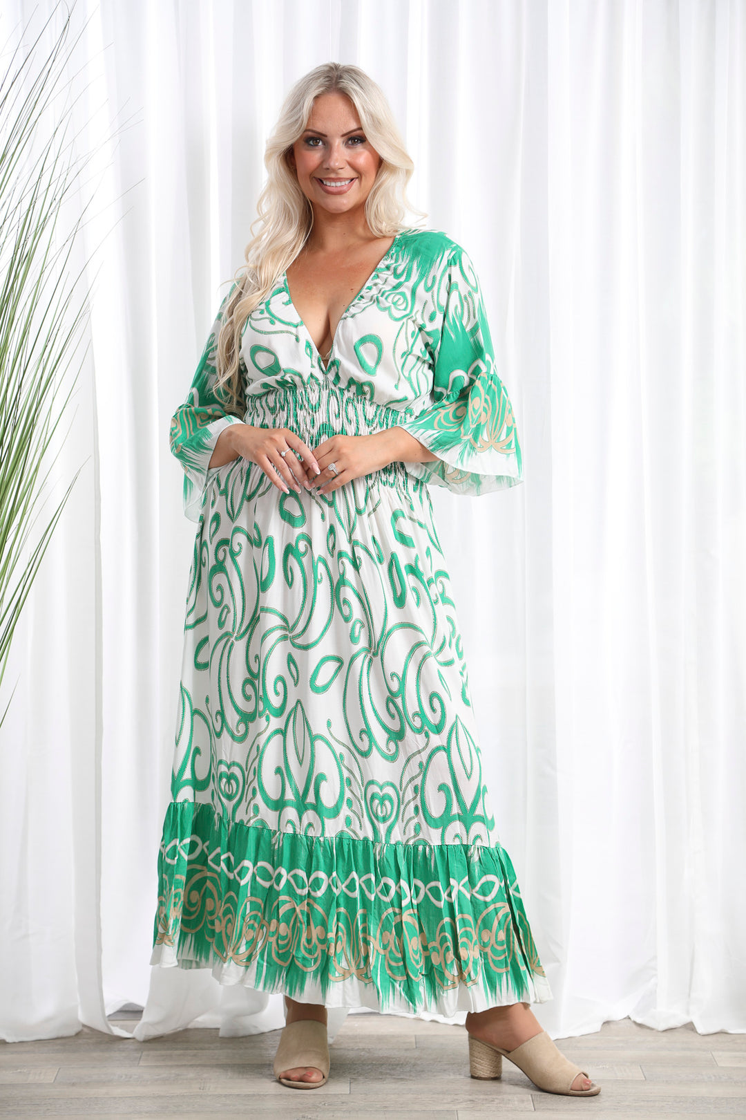 Sakina Swirl Dress Emerald