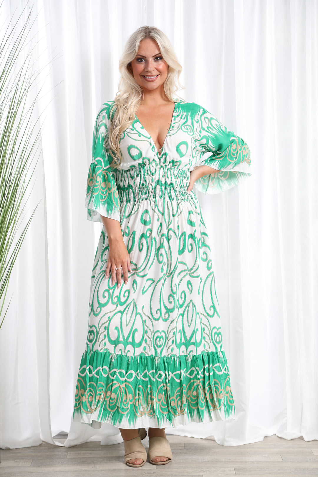 Sakina Swirl Dress Emerald