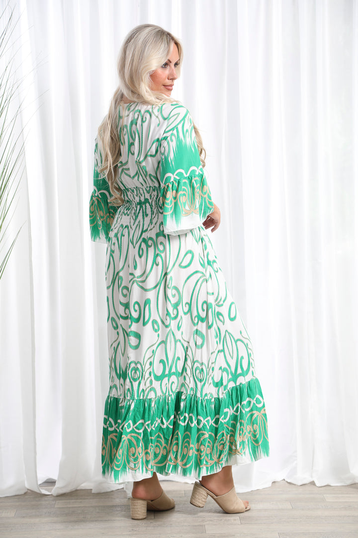 Sakina Swirl Dress Emerald