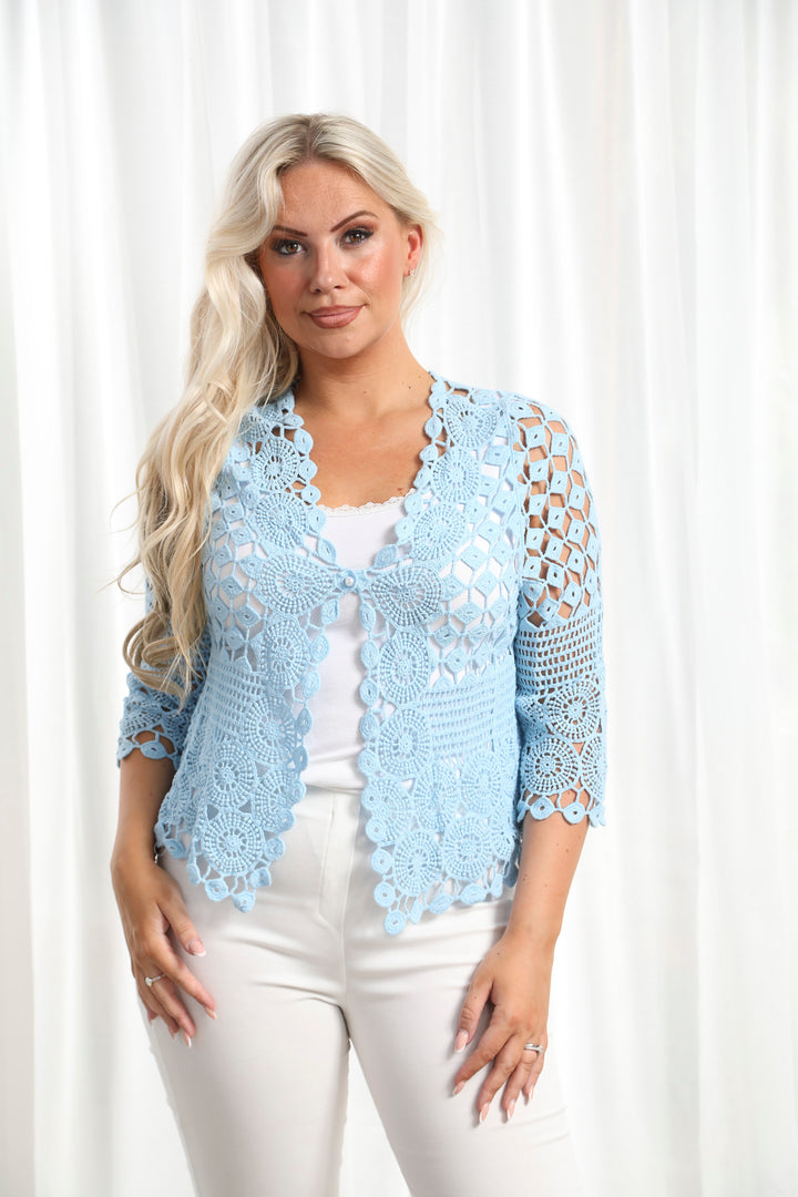 Penny Pearl Cardigan Baby Blue