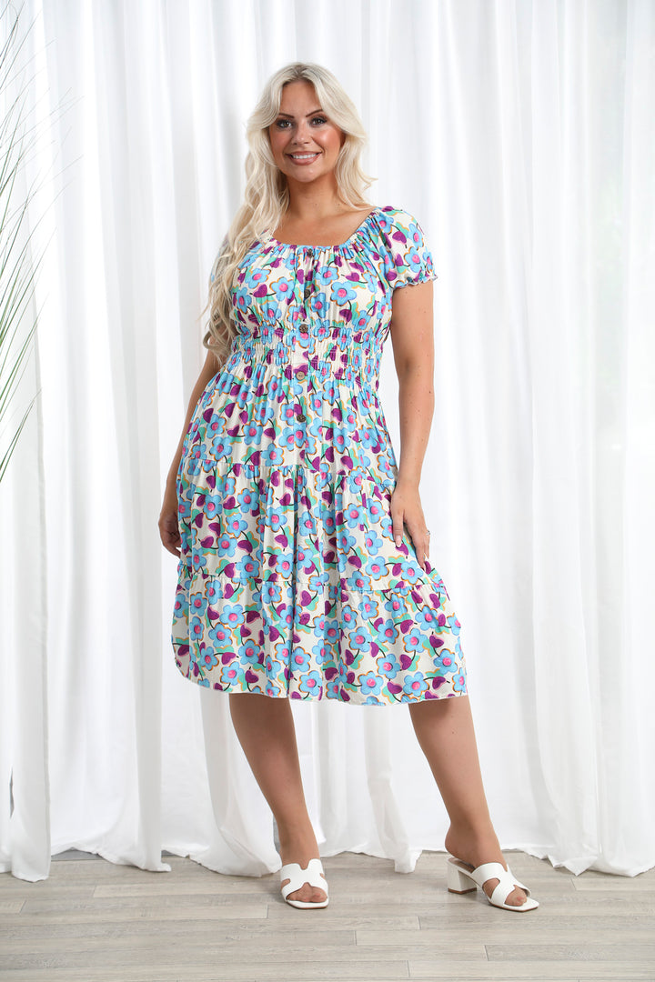 Ffion floral dress Blue Sorbet