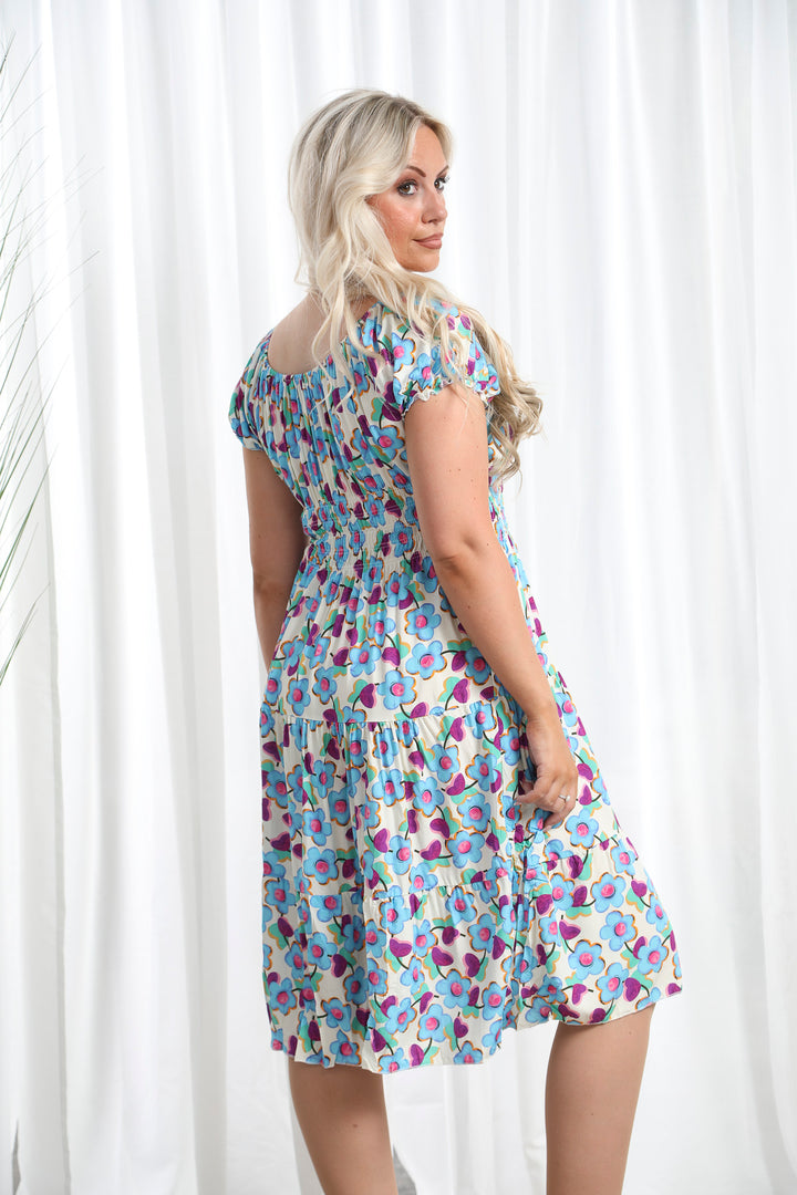 Ffion floral dress Blue Sorbet