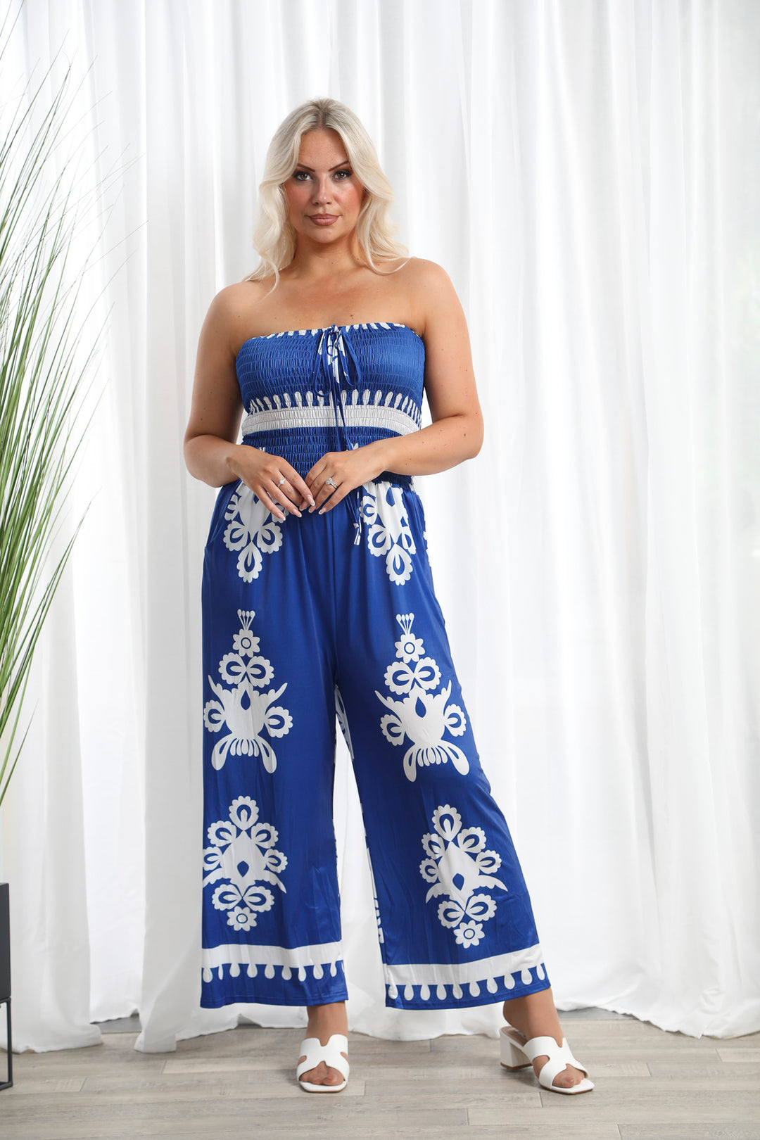 Diana Damask Jumpsuit Blue