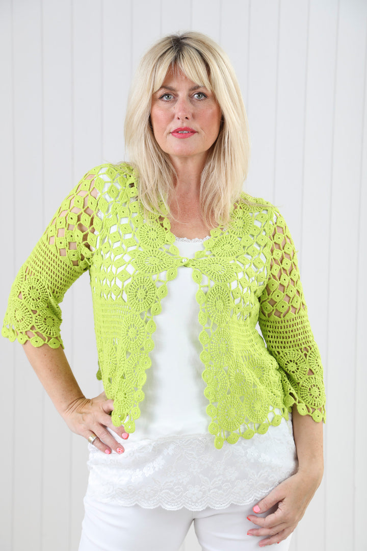 Penny Pearl Cardigan Lime