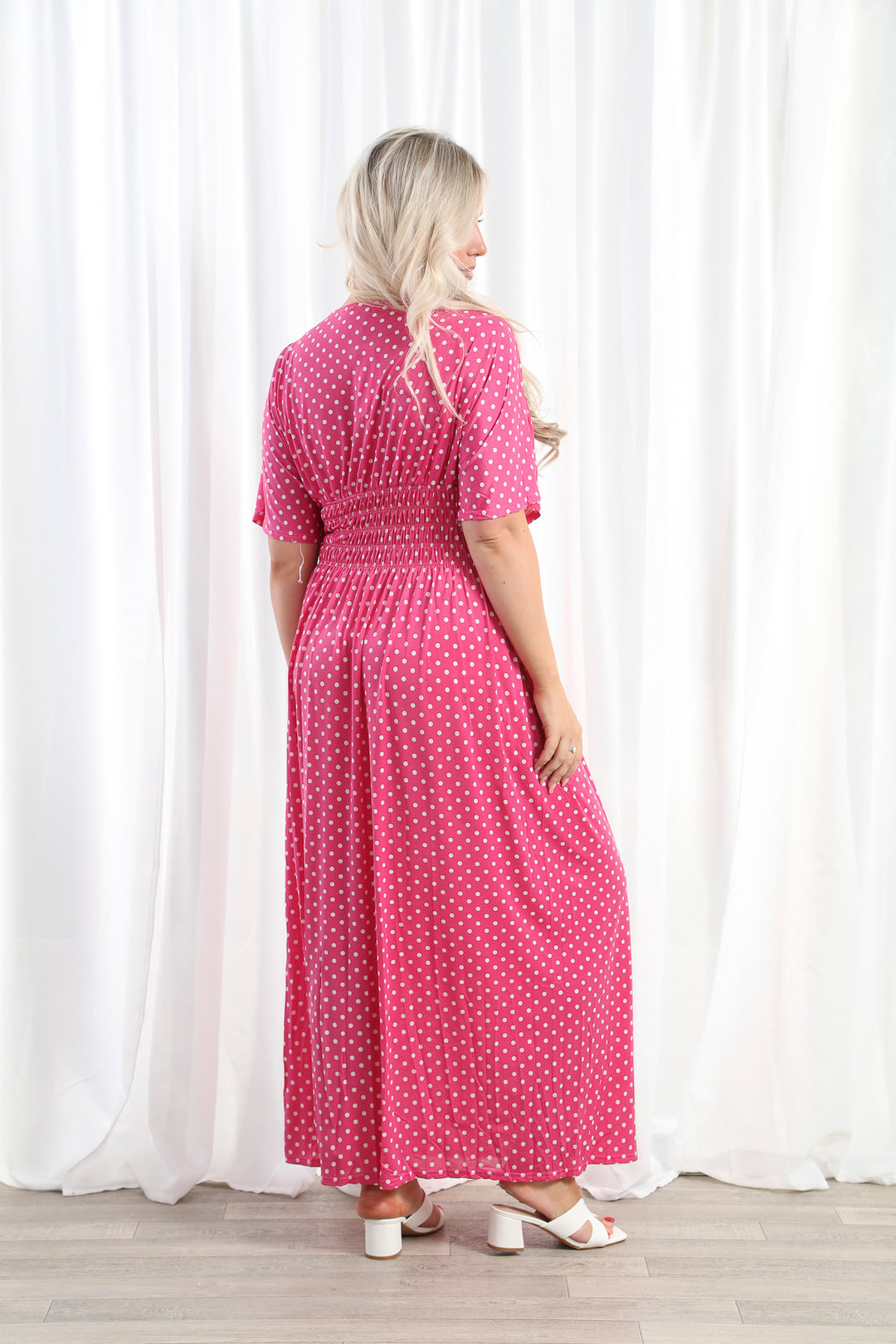 Celestia Polka Dot Dress Bubblegum Pink