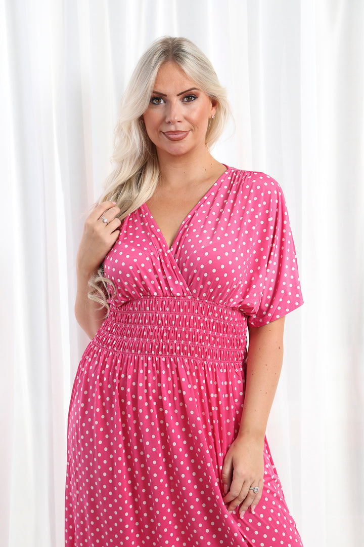 Celestia Polka Dot Dress Bubblegum Pink