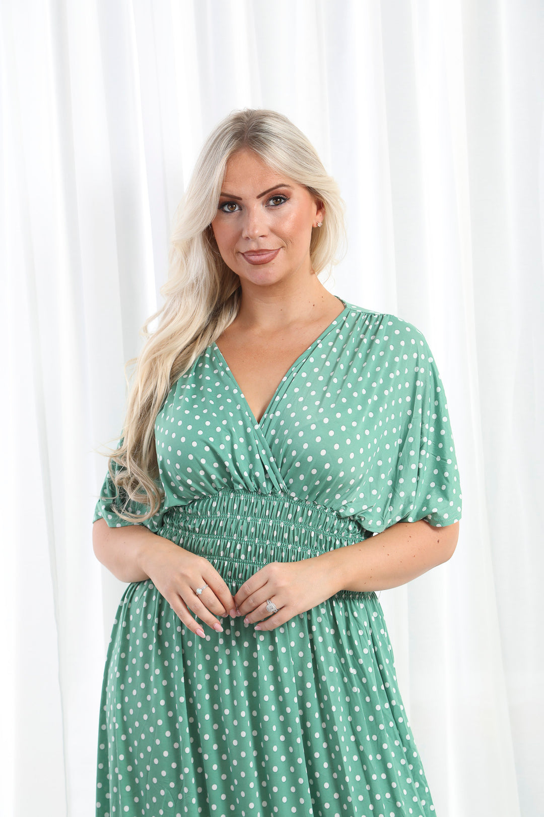 Celestia Polka Dot Dress Deep Mint