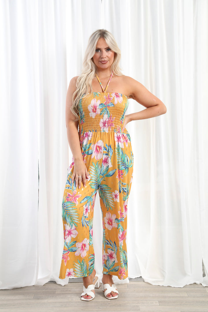 Helena Tropical Jumpsuit Ochre