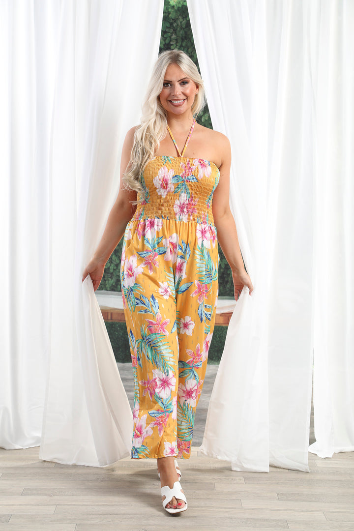 Helena Tropical Jumpsuit Ochre