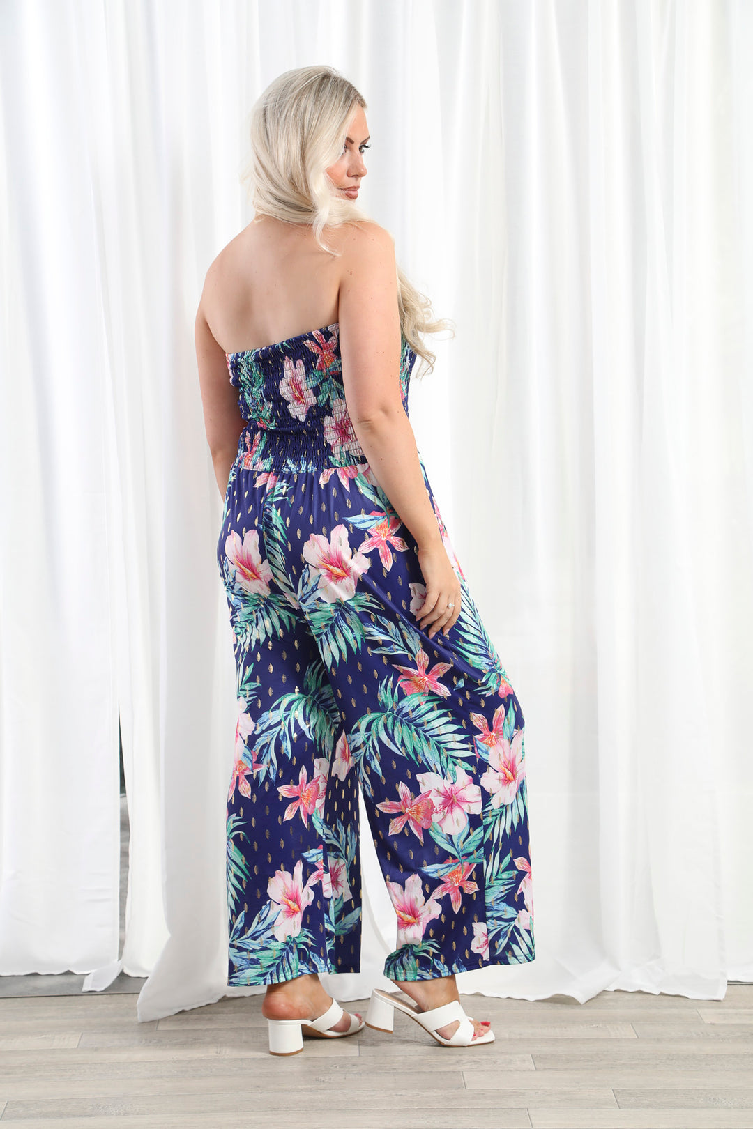 Helena Tropical Jumpsuit Royal Blue